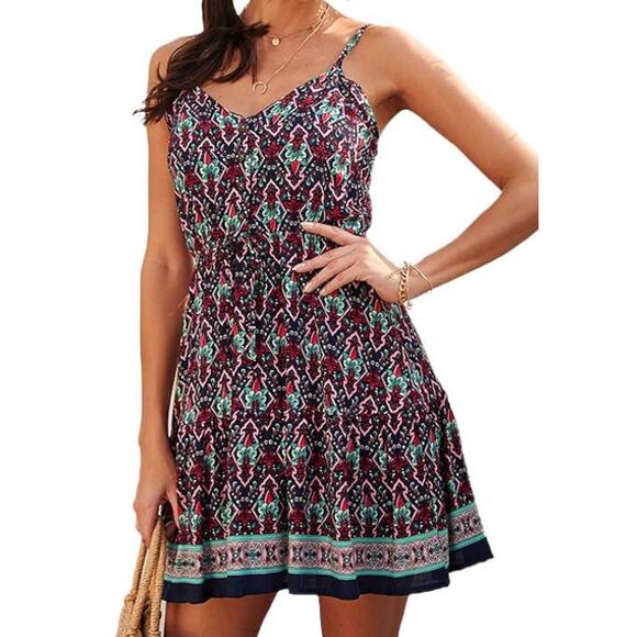 Pretty Garden Sundress Swing Mini Floral V-Neck Spaghetti Strap Size XL - Picture 1 of 10